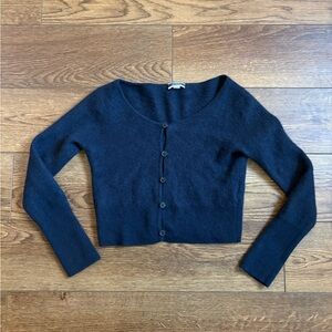 J. Crew Featherweight cashmere cropped navy cardigan sweater BG383 size x-small